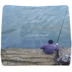 Senior Man Fishing At River, Montevideo, Uruguay001 Seat Cushion by dflcprintsclothing