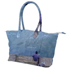 Senior Man Fishing At River, Montevideo, Uruguay001 Canvas Shoulder Bag by dflcprintsclothing