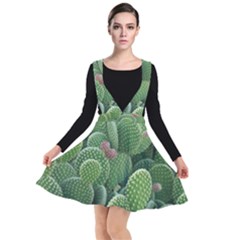 Green Cactus Plunge Pinafore Dress by Sparkle