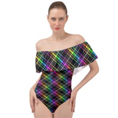 Rainbow Sparks Off Shoulder Velour Bodysuit  by Sparkle