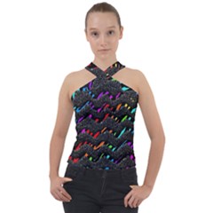 Rainbowwaves Cross Neck Velour Top by Sparkle