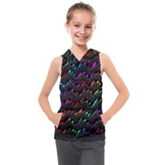 Rainbowwaves Kids  Sleeveless Hoodie by Sparkle