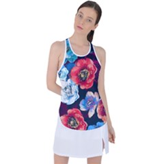 Flowers Pattern Racer Back Mesh Tank Top by Sparkle