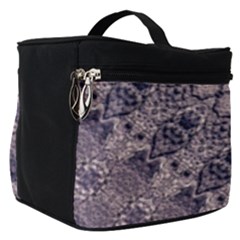 Violet Textured Mosaic Ornate Print Make Up Travel Bag (small) by dflcprintsclothing