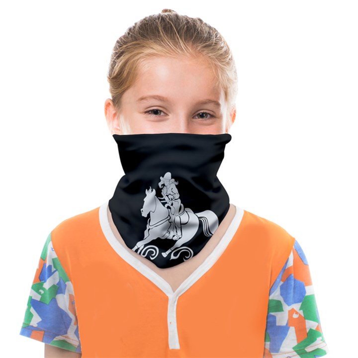 Cowgirl Barrel Racing a White Horse Face Covering Bandana (Kids)