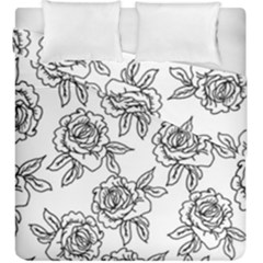 Line Art Black And White Rose Duvet Cover Double Side (king Size) by MintanArt