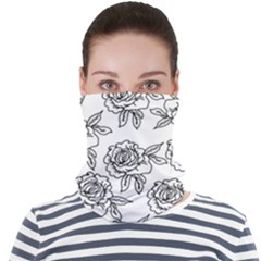 Line Art Black And White Rose Face Seamless Bandana (adult) by MintanArt