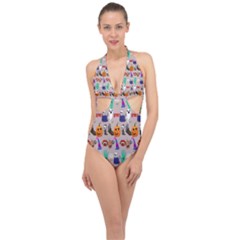 Halloween Halter Front Plunge Swimsuit by Sparkle