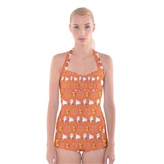 Halloween Boyleg Halter Swimsuit  by Sparkle