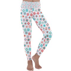 Aqua Coral Kids  Lightweight Velour Classic Yoga Leggings by CuteKingdom