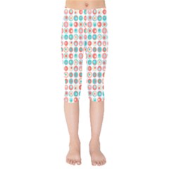 Aqua Coral Circles Kids  Capri Leggings  by CuteKingdom