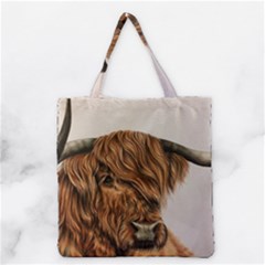 Highland Cow  Giclee Grocery Tote Bag by ArtByThree