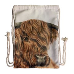 Highland Cow  Giclee Drawstring Bag (large) by ArtByThree