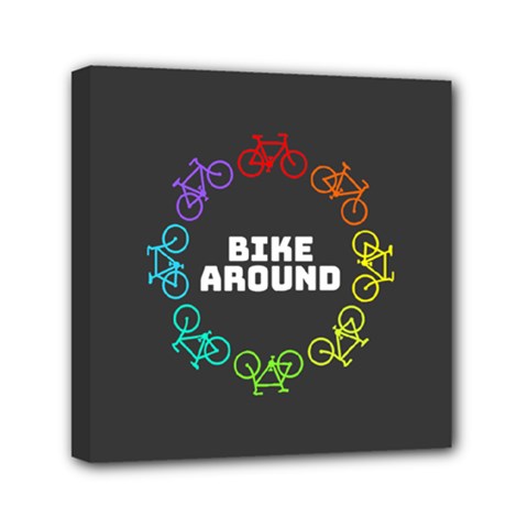 Bike Around Mini Canvas 6  X 6  (stretched) by CuteKingdom