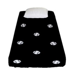 Black And White Baseball Motif Pattern Fitted Sheet (single Size) by dflcprintsclothing