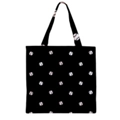 Black And White Baseball Motif Pattern Zipper Grocery Tote Bag by dflcprintsclothing