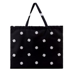 Black And White Baseball Motif Pattern Zipper Large Tote Bag by dflcprintsclothing