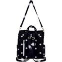 Black And White Baseball Motif Pattern Crossbody Backpack View3