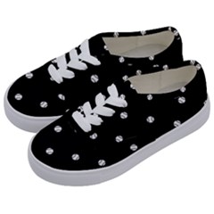 Black And White Baseball Motif Pattern Kids  Classic Low Top Sneakers by dflcprintsclothing