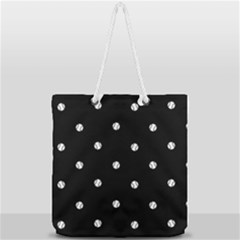 Black And White Baseball Motif Pattern Full Print Rope Handle Tote (large) by dflcprintsclothing