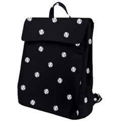 Black And White Baseball Motif Pattern Flap Top Backpack by dflcprintsclothing