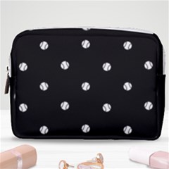 Black And White Baseball Motif Pattern Make Up Pouch (medium) by dflcprintsclothing