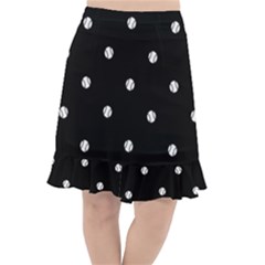 Black And White Baseball Motif Pattern Fishtail Chiffon Skirt by dflcprintsclothing