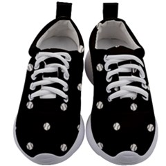 Black And White Baseball Motif Pattern Kids Athletic Shoes by dflcprintsclothing