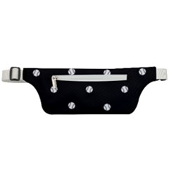 Black And White Baseball Motif Pattern Active Waist Bag by dflcprintsclothing