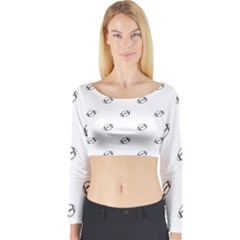 American Football Ball Motif Print Pattern Long Sleeve Crop Top by dflcprintsclothing