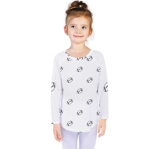 American Football Ball Motif Print Pattern Kids  Long Sleeve Tee by dflcprintsclothing