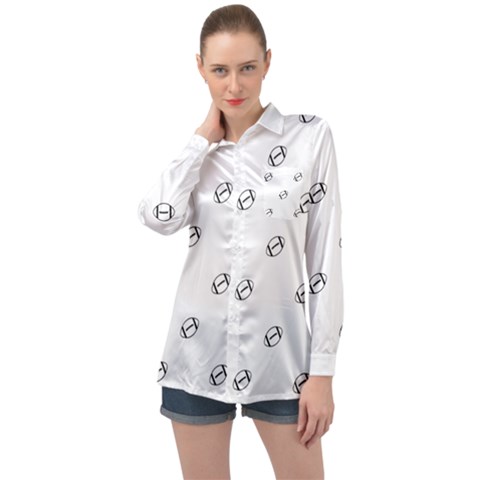 American Football Ball Motif Print Pattern Long Sleeve Satin Shirt by dflcprintsclothing