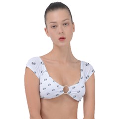 American Football Ball Motif Print Pattern Cap Sleeve Ring Bikini Top by dflcprintsclothing