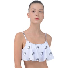 American Football Ball Motif Print Pattern Frill Bikini Top by dflcprintsclothing