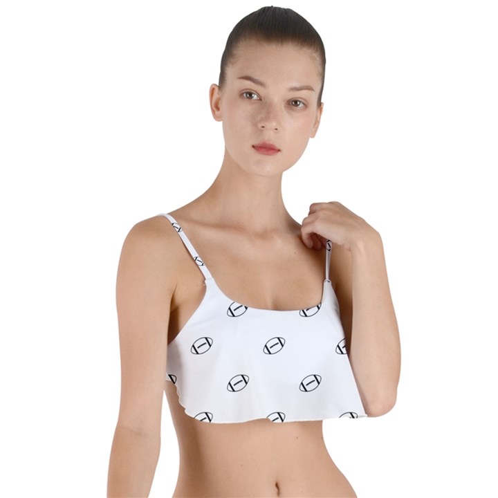 American Football Ball Motif Print Pattern Layered Top Bikini Top 