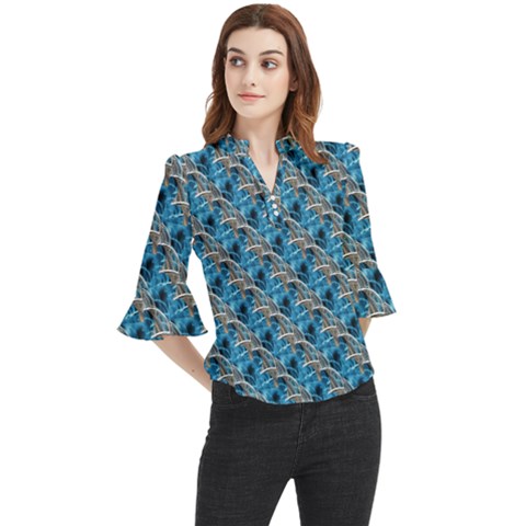 Abstract Illusion Loose Horn Sleeve Chiffon Blouse by Sparkle