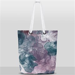 Teal And Purple Alcohol Ink Full Print Rope Handle Tote (small) by Dazzleway