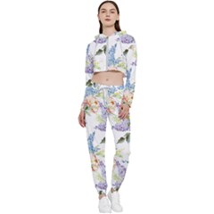 Flowers Cropped Zip Up Lounge Set by goljakoff