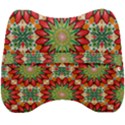 Red Green Floral Pattern Velour Head Support Cushion View2