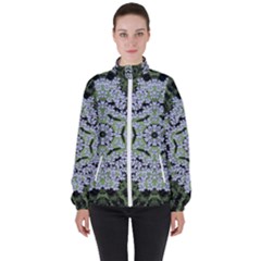 Calm In The Flower Forest Of Tranquility Ornate Mandala Women s High Neck Windbreaker by pepitasart