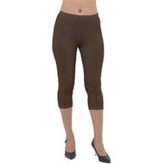 Brunette Brown & White -  Lightweight Velour Capri Leggings  by FashionLane