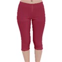 Vivid Burgundy & White - Velvet Capri Leggings  View1