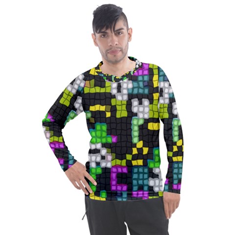 Drawn Squares                                                  Men s Pique Long Sleeve Tee by LalyLauraFLM