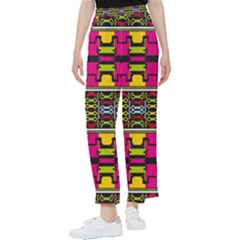 Pink Yellow Green Shapes                                                     Women s Pants by LalyLauraFLM