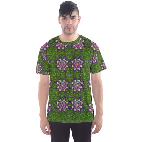 Star Over The Healthy Sacred Nature Ornate And Green Men s Sport Mesh Tee by pepitasart