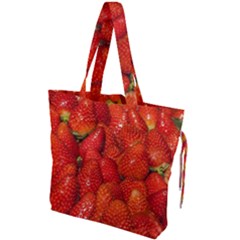 Colorful Strawberries At Market Display 1 Drawstring Tote Bag by dflcprintsclothing