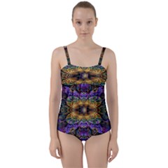 Fractal Illusion Twist Front Tankini Set by Sparkle