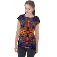 Fractal Flower Cap Sleeve High Low Top by Sparkle