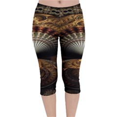 Fractal Illusion Velvet Capri Leggings  by Sparkle