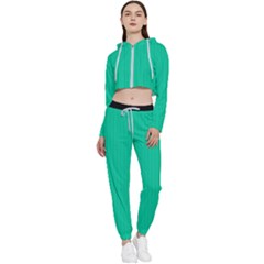 Caribbean Green - Cropped Zip Up Lounge Set by FashionLane